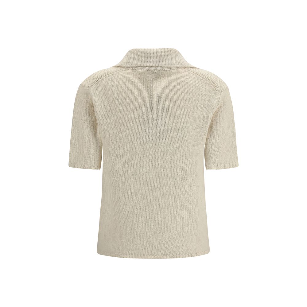Beige Cashmere Polo Shirt - ventzia