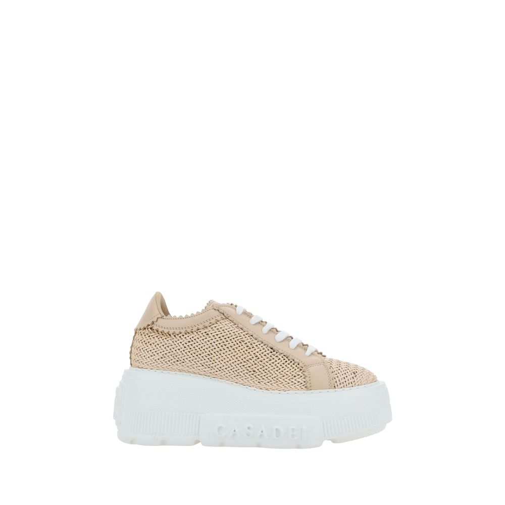 Beige Other Fibres Chunky Sneakers - ventzia