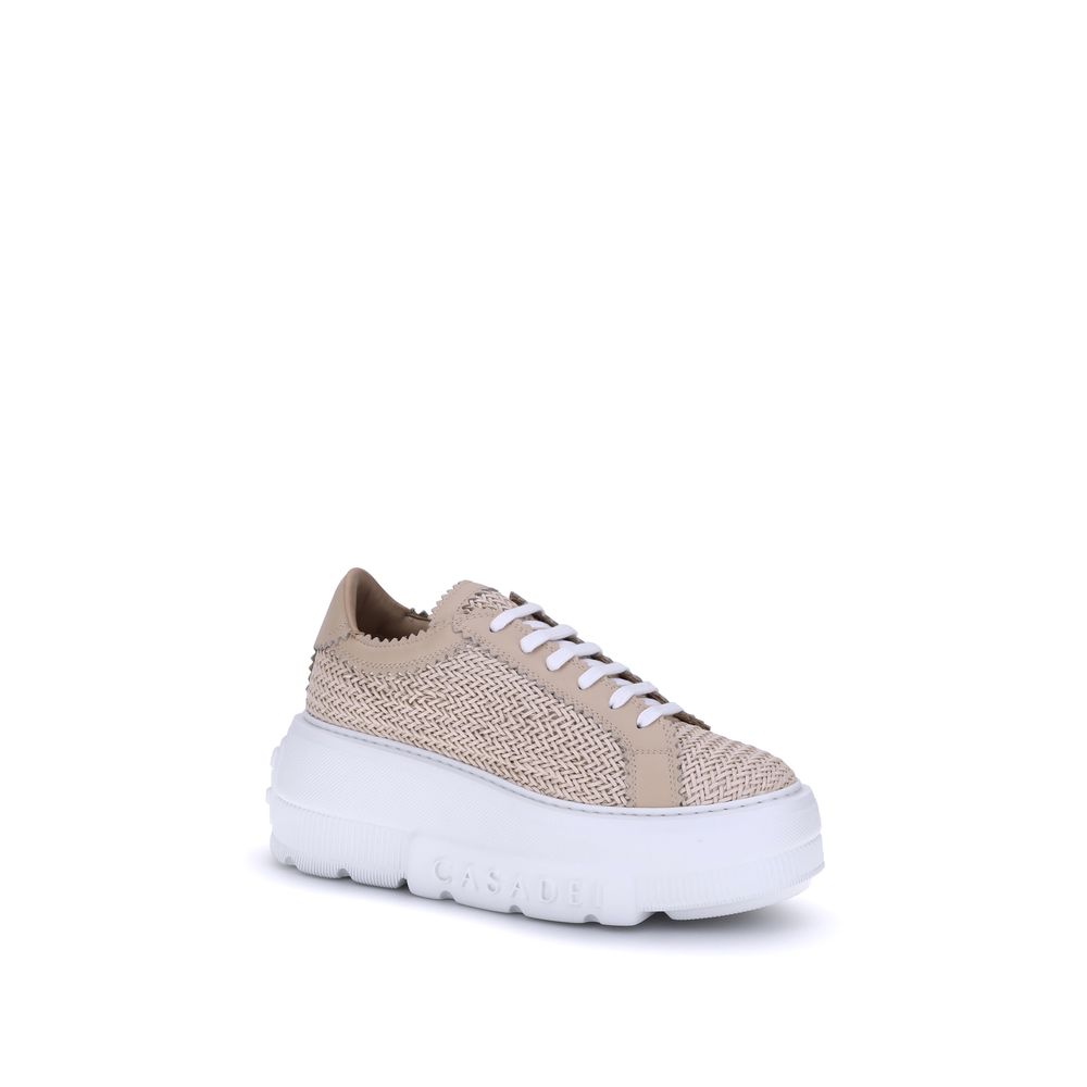 Beige Other Fibres Chunky Sneakers - ventzia