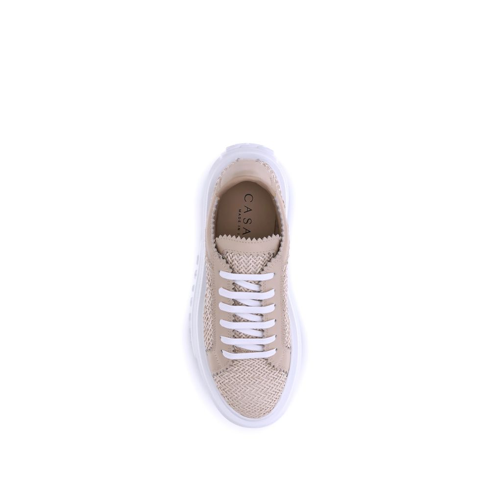 Beige Other Fibres Chunky Sneakers - ventzia