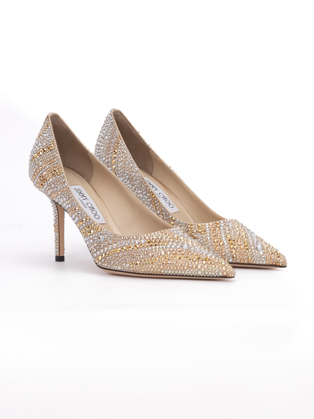 Gold Mix Crystal Love 85 Pumps - ventzia