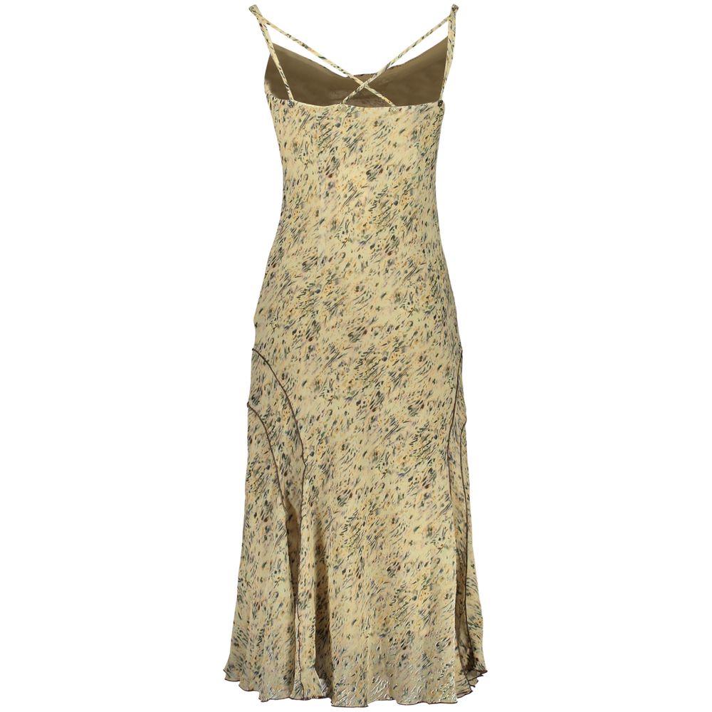 Beige Polyester Casual Dress - ventzia