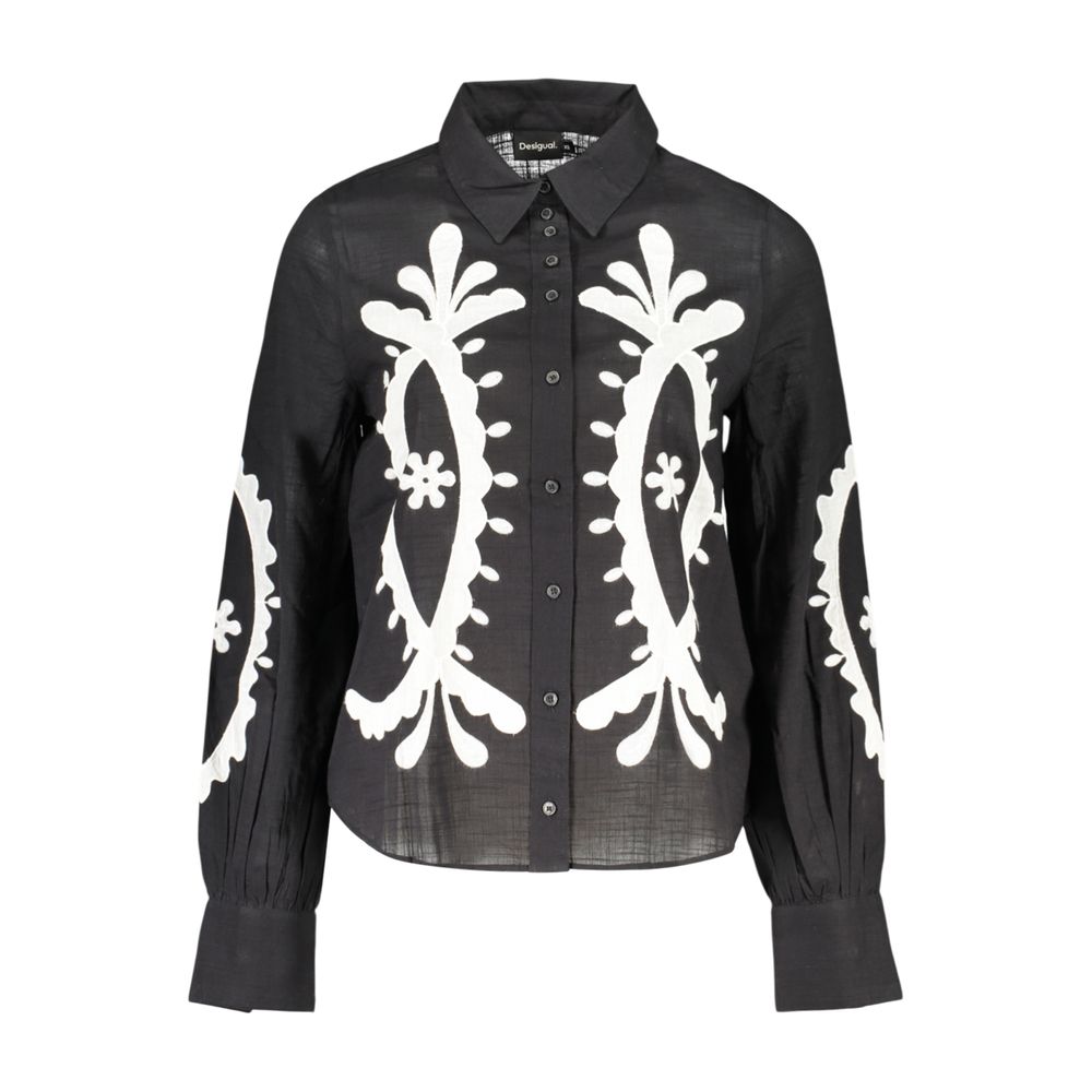 Black Cotton Pattern Shirt - ventzia