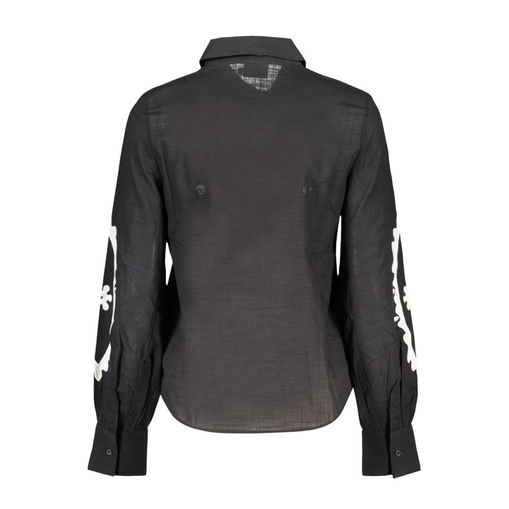 Black Cotton Pattern Shirt - ventzia