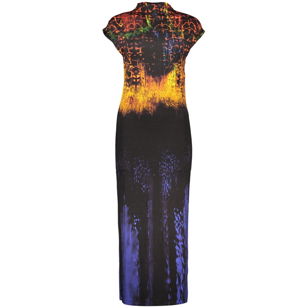 Black Elastane Casual Dress - ventzia