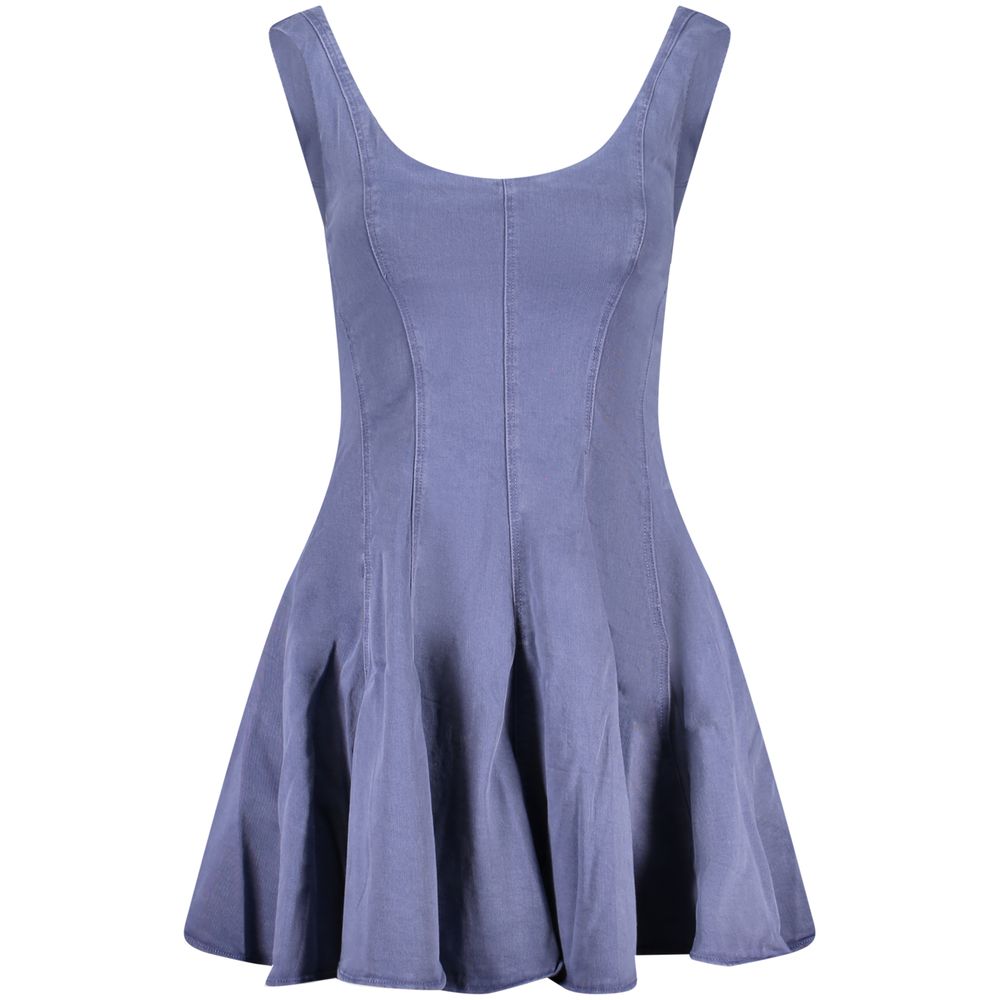 Blue Cotton Casual Dress - ventzia