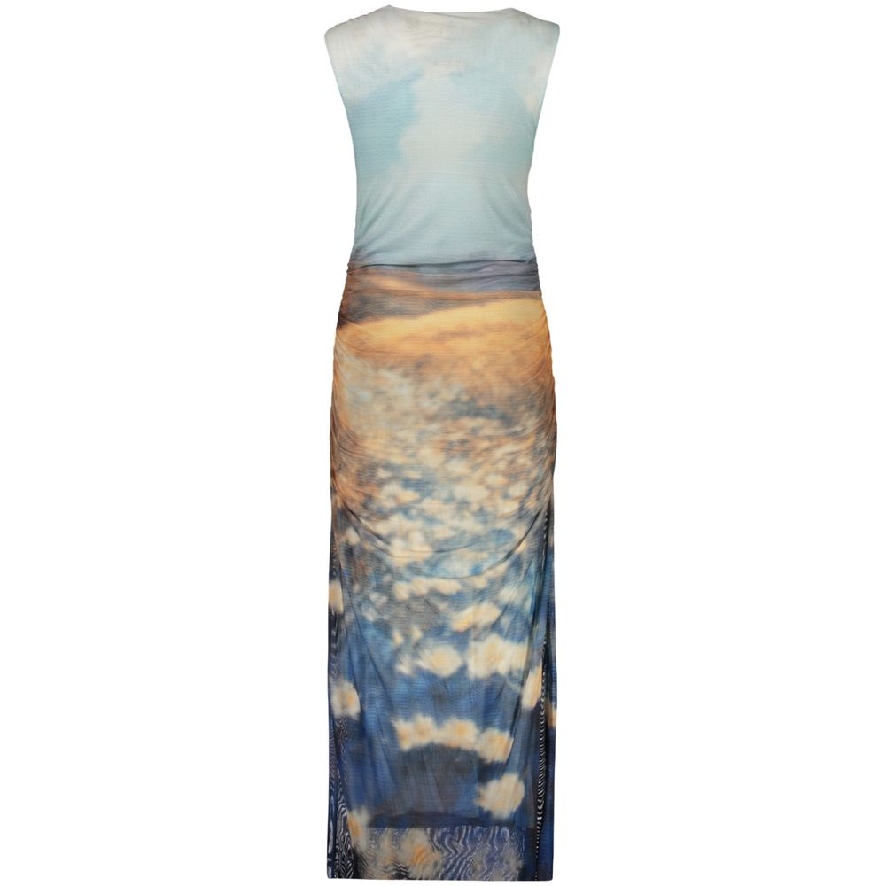 Blue Polyester Casual Dress - ventzia