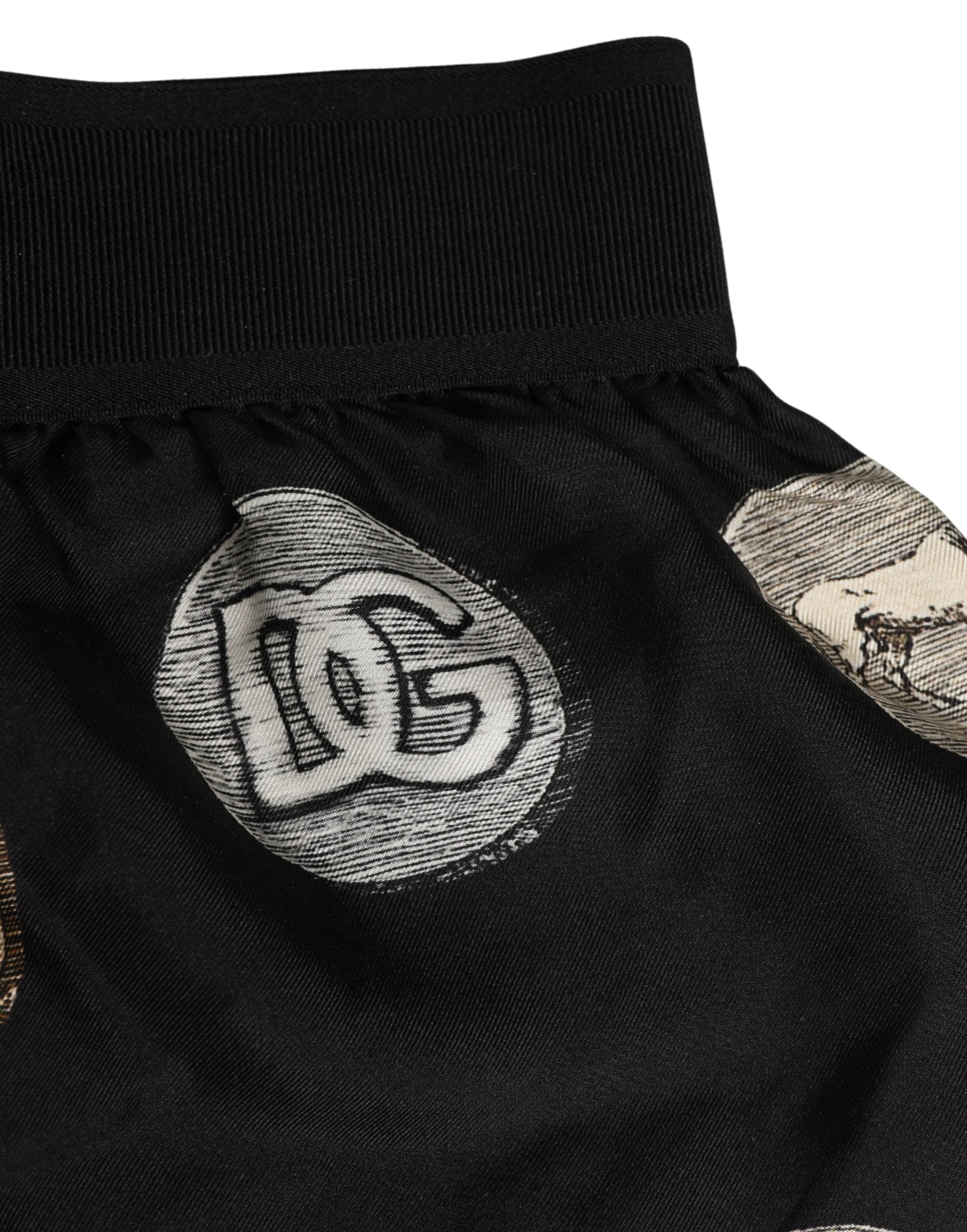 Black Ancient Coin Print Boxer Shorts Underwear - ventzia