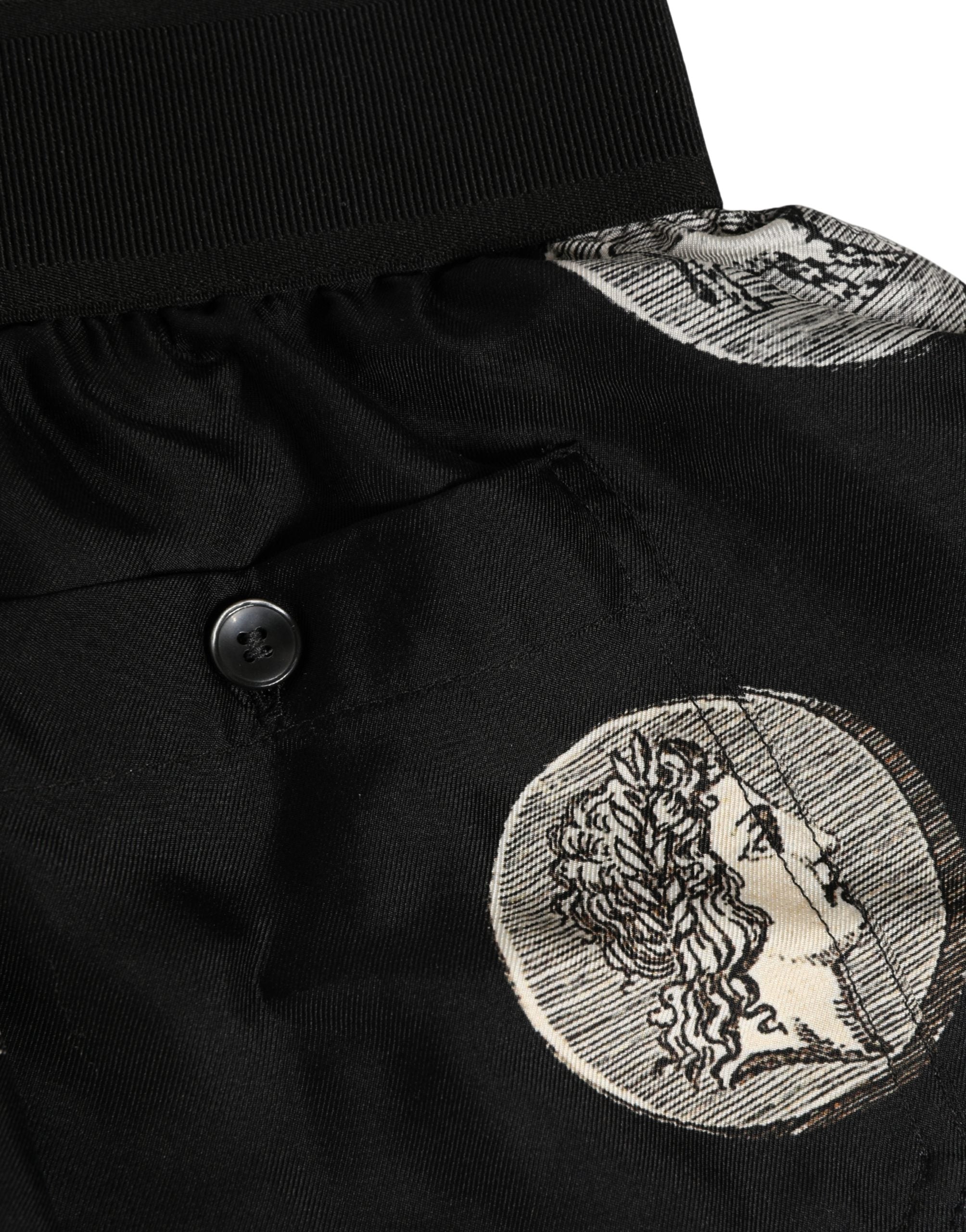 Black Ancient Coin Print Boxer Shorts Underwear - ventzia