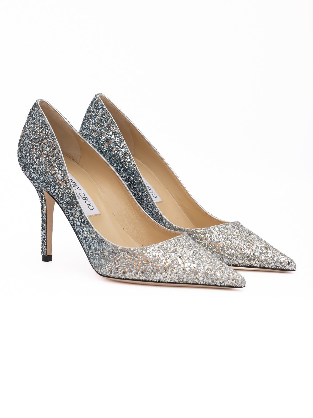 Silver Coarse Glitter Degrade Agnes Pumps - ventzia