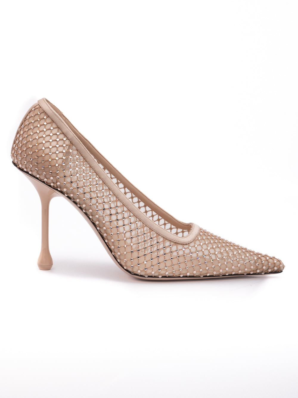 Powder Pink Mesh Satin Crystal Ixia 95 Pumps - ventzia