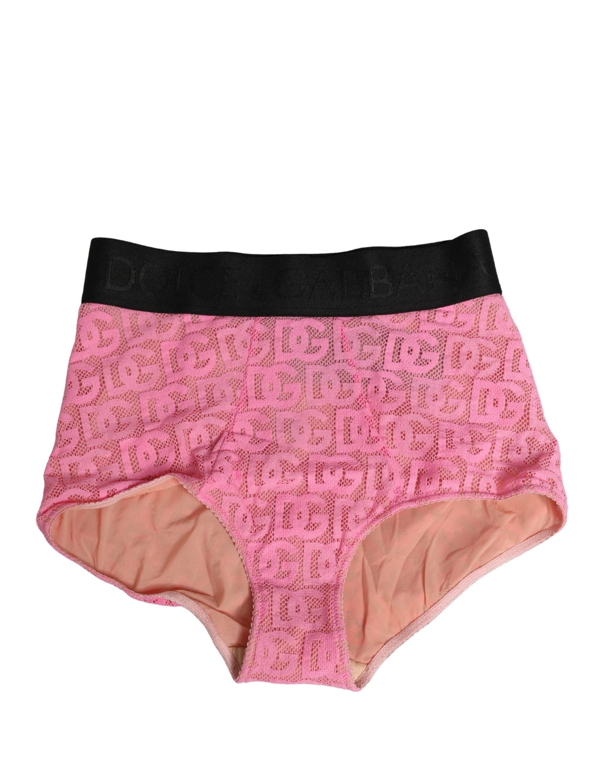 Pink Cotton DG Logo High Waist Girdle Underwear - ventzia