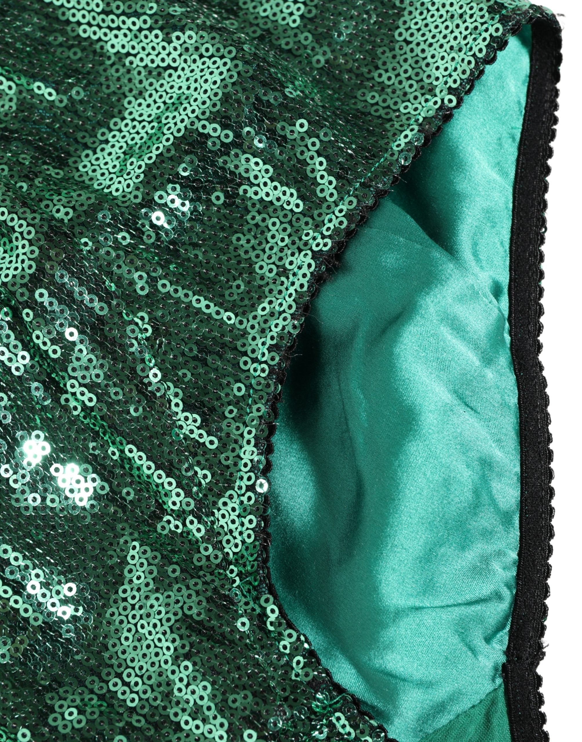 Green Sequin Nylon High Waist Girdle Underwear - ventzia