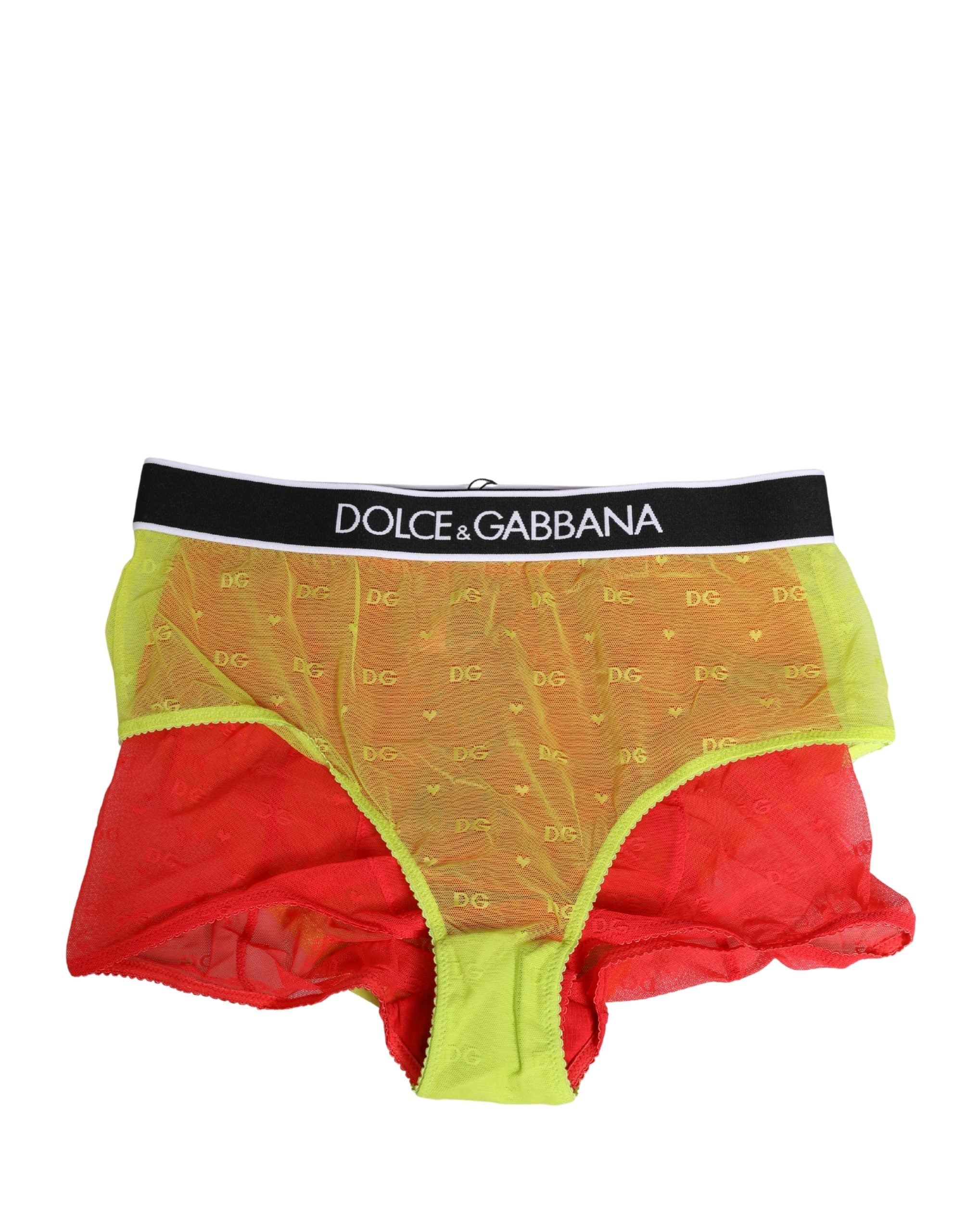 Red Yellow Tulle Mid Waist Panty Girdle Underwear - ventzia
