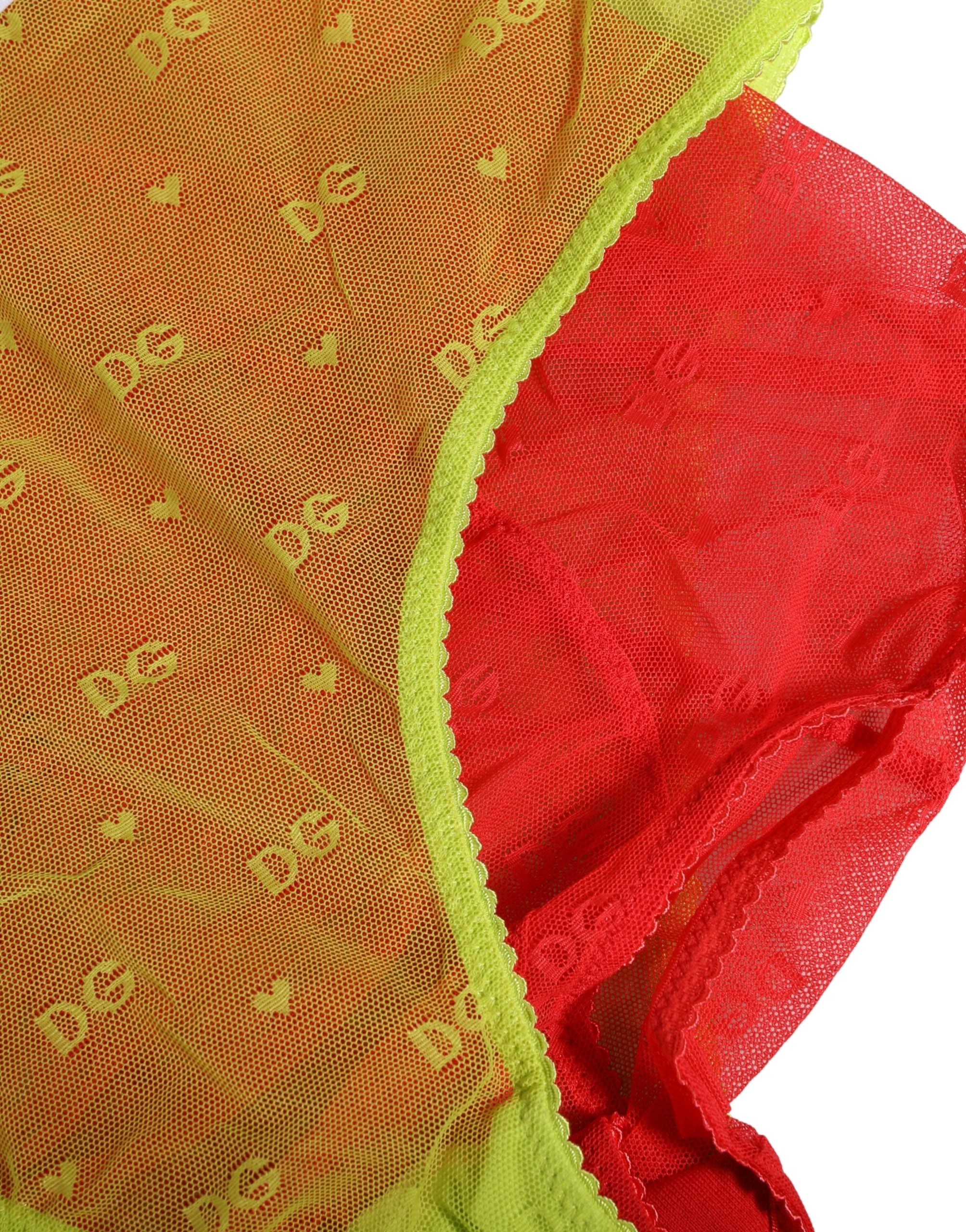 Red Yellow Tulle Mid Waist Panty Girdle Underwear - ventzia