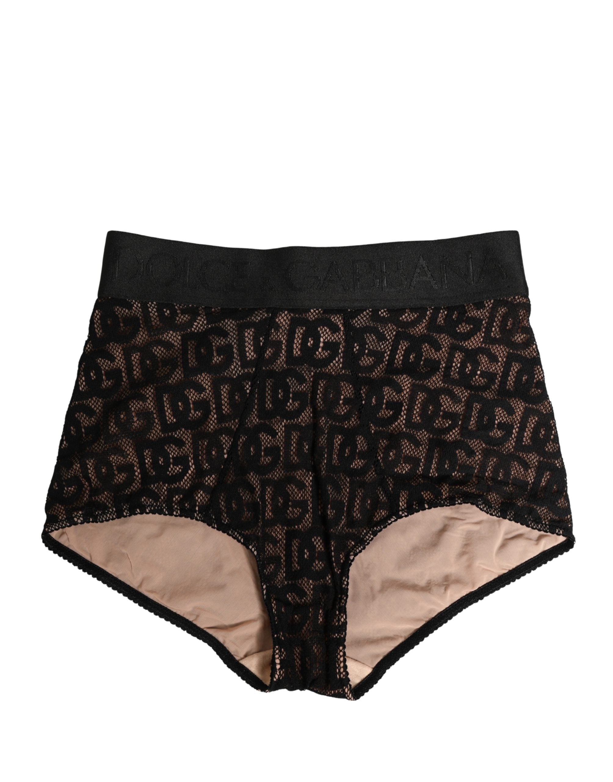 Black Cotton DG Logo High Waist Girdle Underwear - ventzia