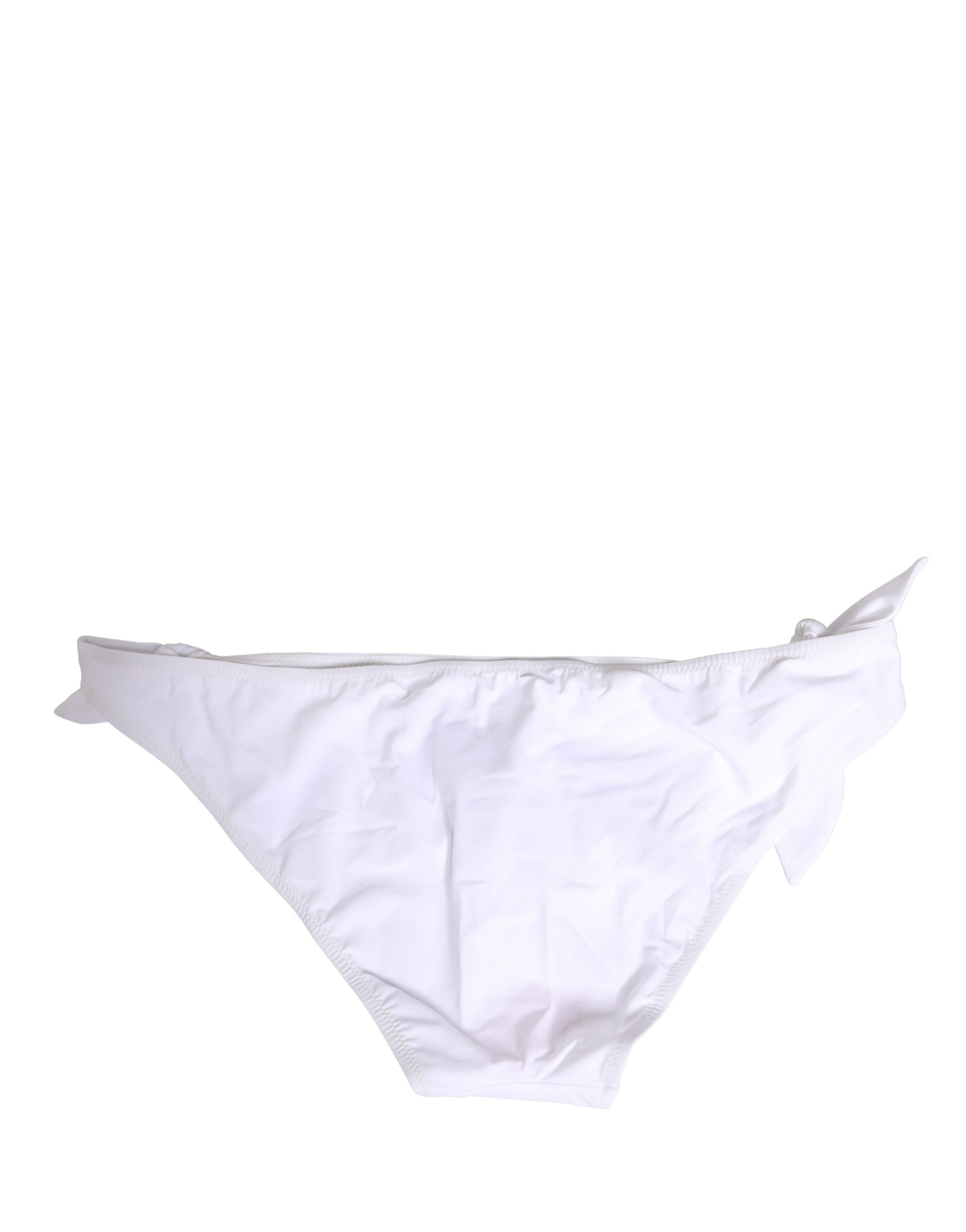 White Nylon DG Logo Plaque Bikini Bottom Swimwear - ventzia