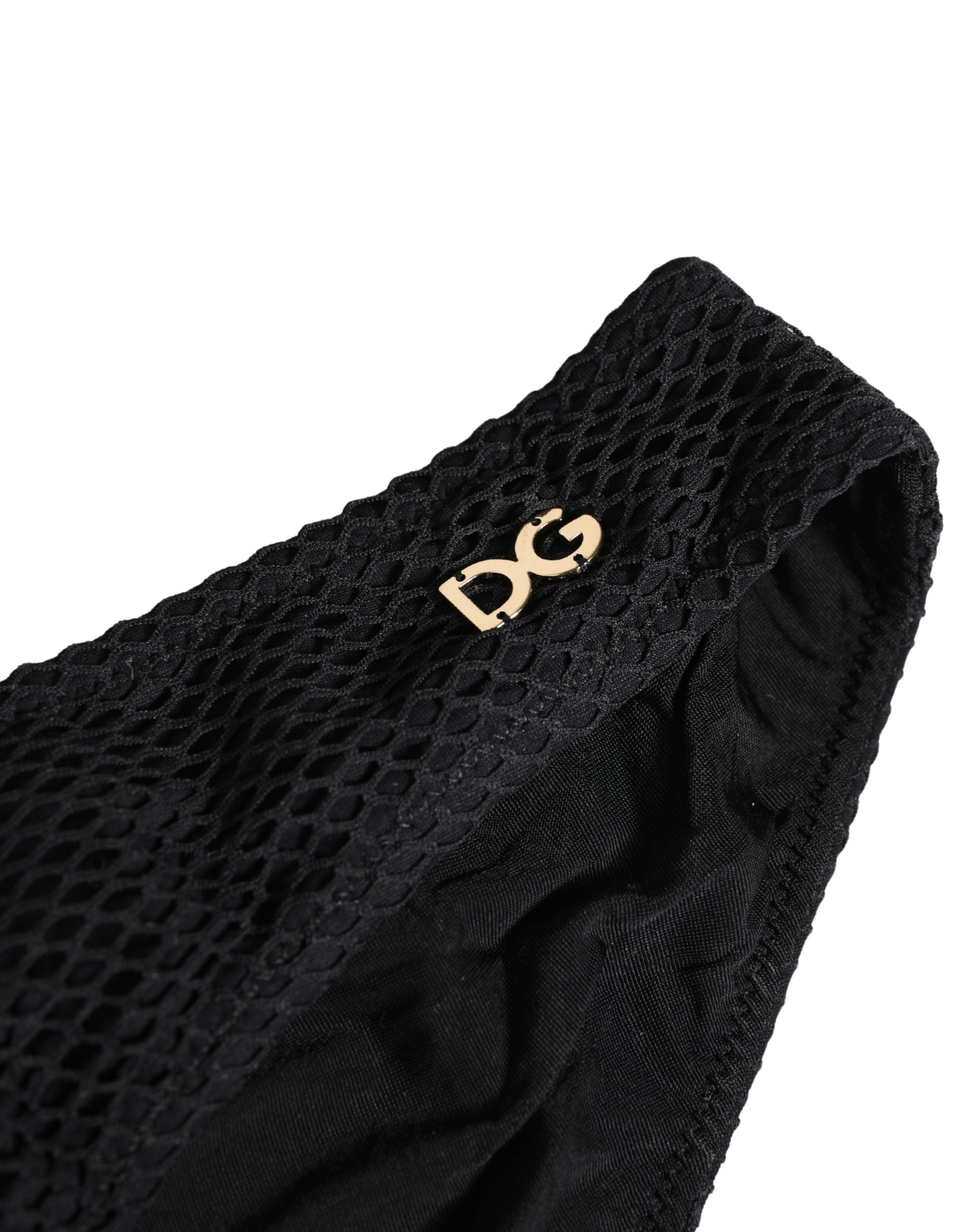Black Nylon DG Logo Plaque Regular Brief Underwear - ventzia