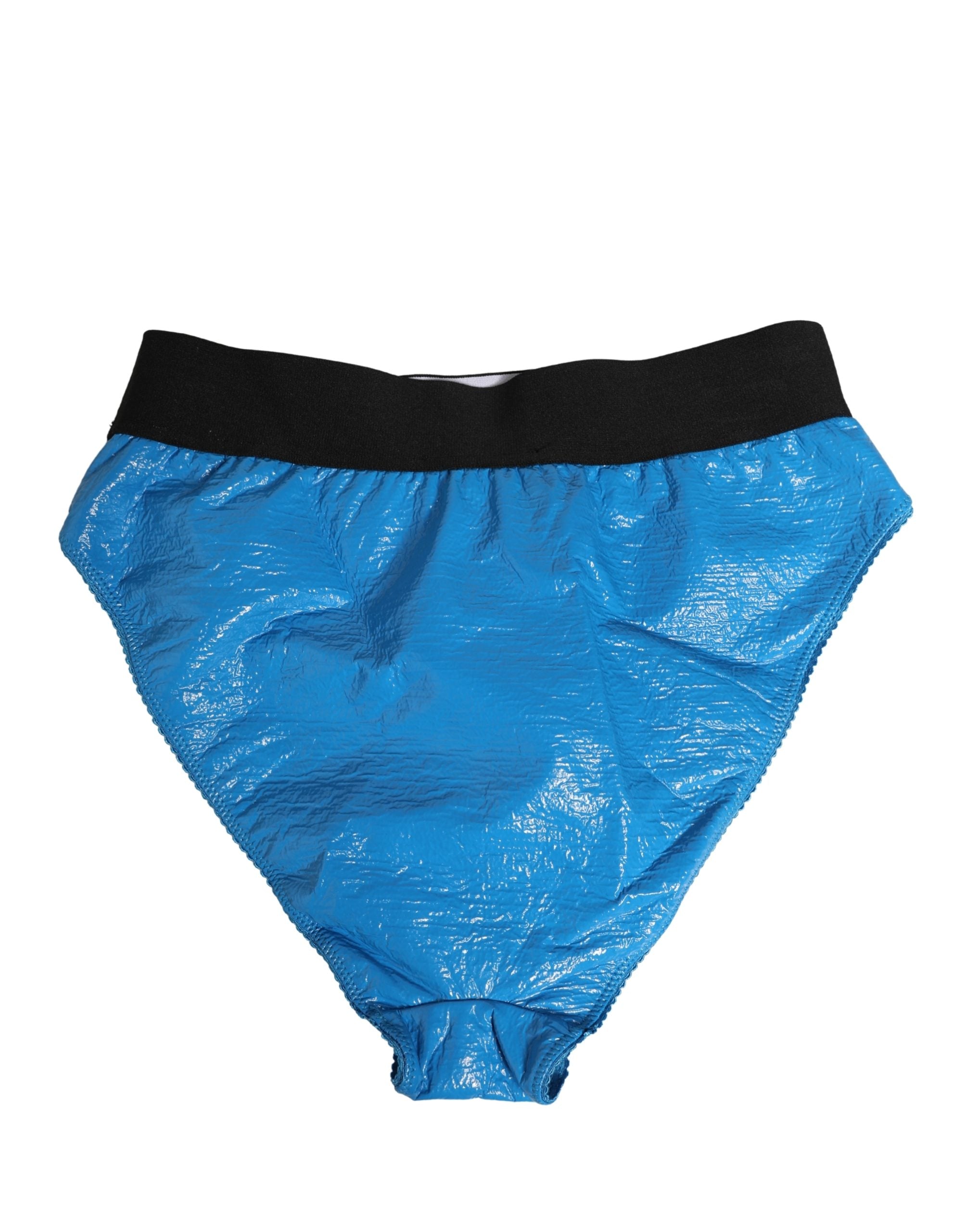 Blue Logo Waistband High Waist Brief Underwear - ventzia
