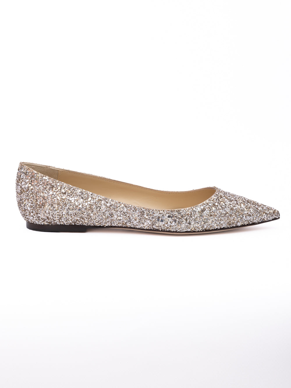 Rose Gold Glitter Fabric Alina Ballet Flat - ventzia