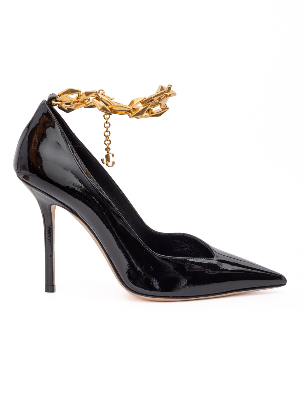 Black Patent Leather Diamond Talura Pumps - ventzia
