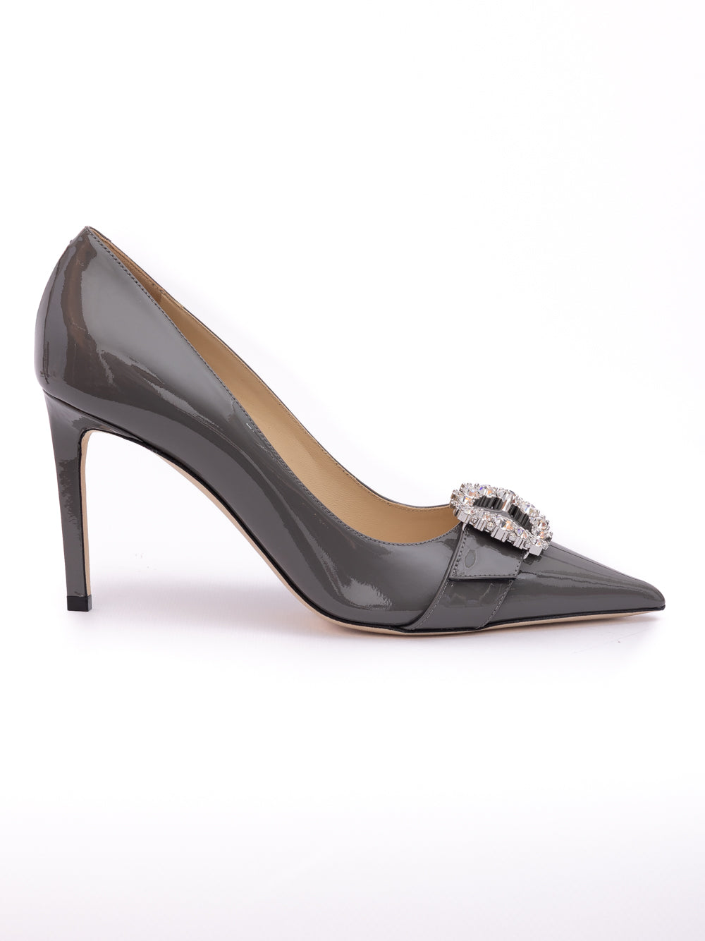 Storm Grey Patent Leather Chery 85 Pumps - ventzia