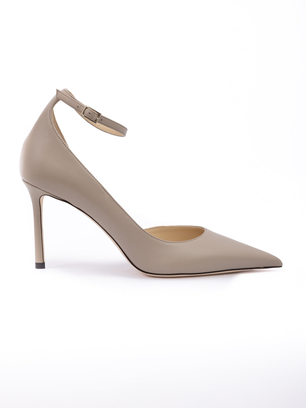 Taupe Grey Calf Leather Leona 85 Pumps - ventzia