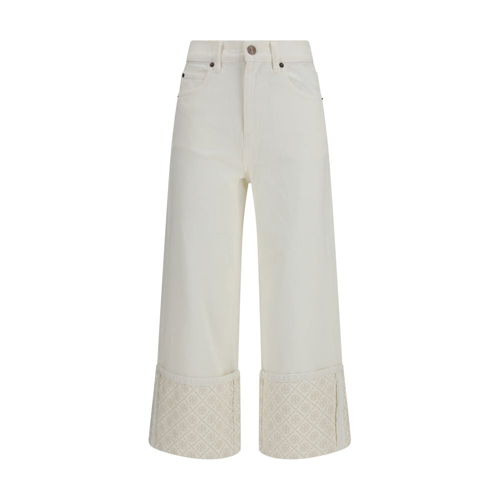White Cotton Straight-Leg Jeans - ventzia