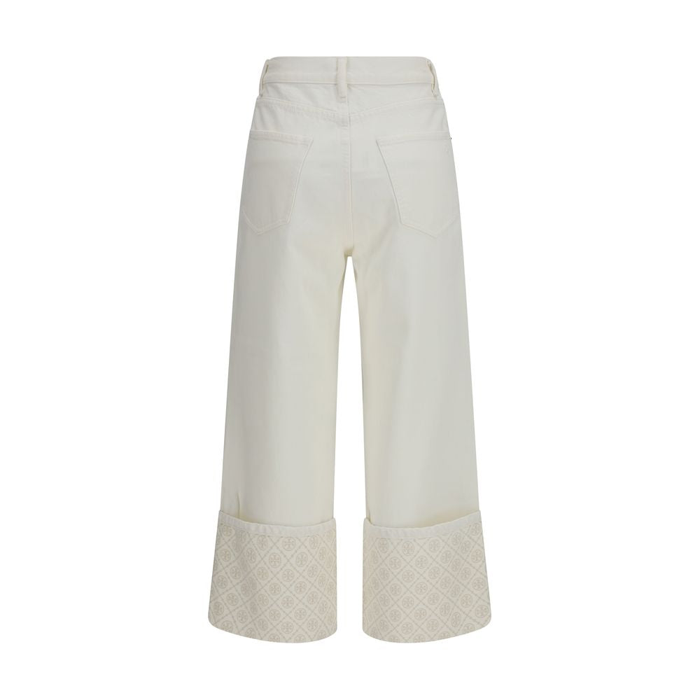 White Cotton Straight-Leg Jeans - ventzia