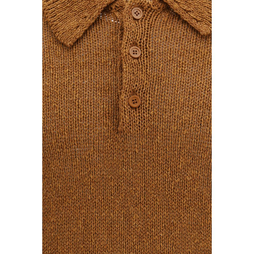 Brown Cotton Polo Shirt - ventzia
