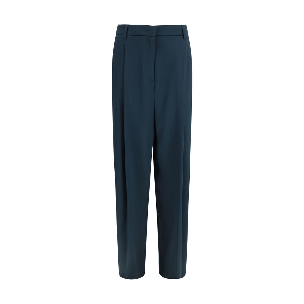 Blue Silk Casual Pants - ventzia
