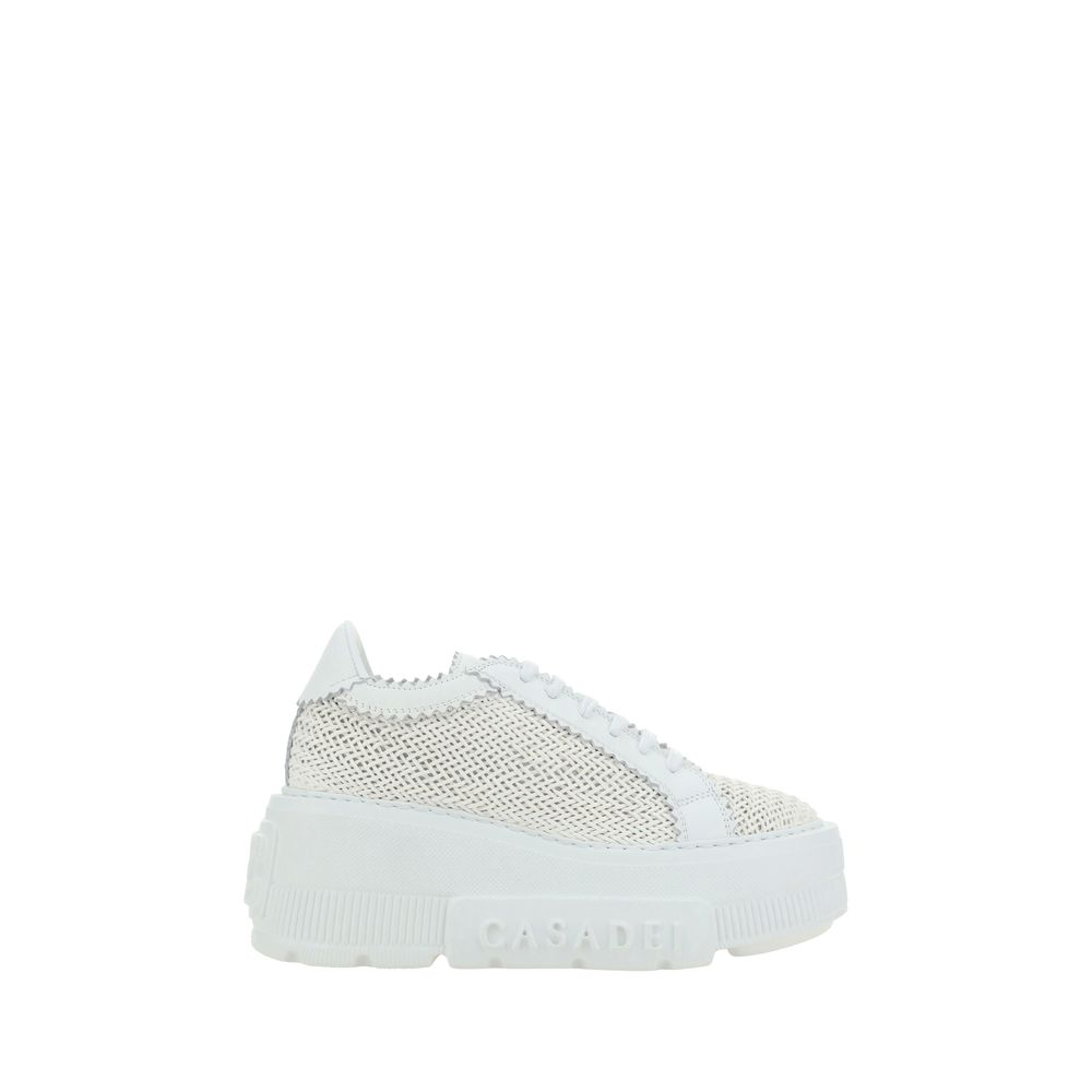 White Other Fibres Platform Sneakers - ventzia