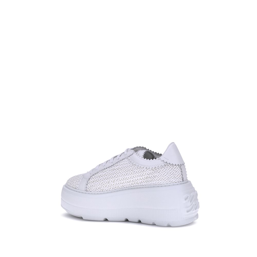 White Other Fibres Platform Sneakers - ventzia