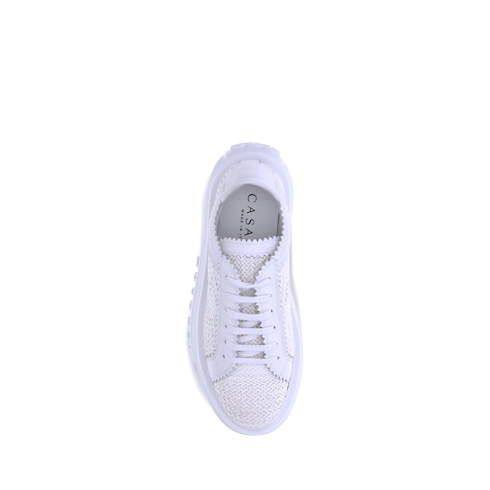 White Other Fibres Platform Sneakers - ventzia