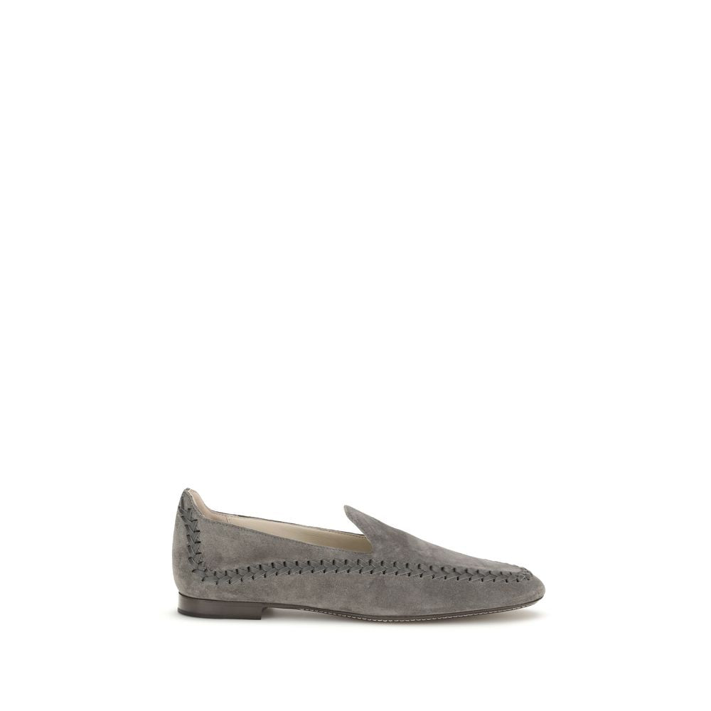 Gray Calf Leather Bos Taurus Slip-On Loafers - ventzia
