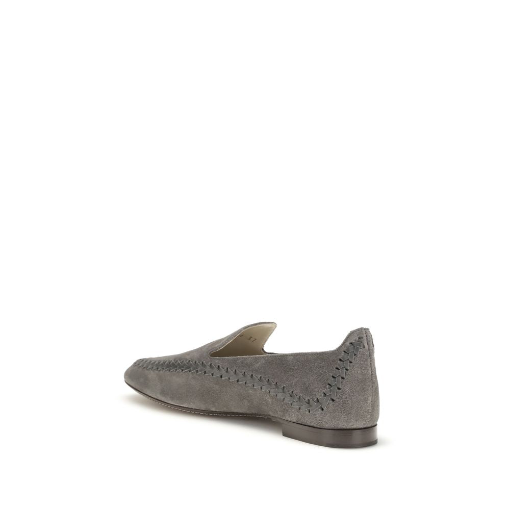 Gray Calf Leather Bos Taurus Slip-On Loafers - ventzia