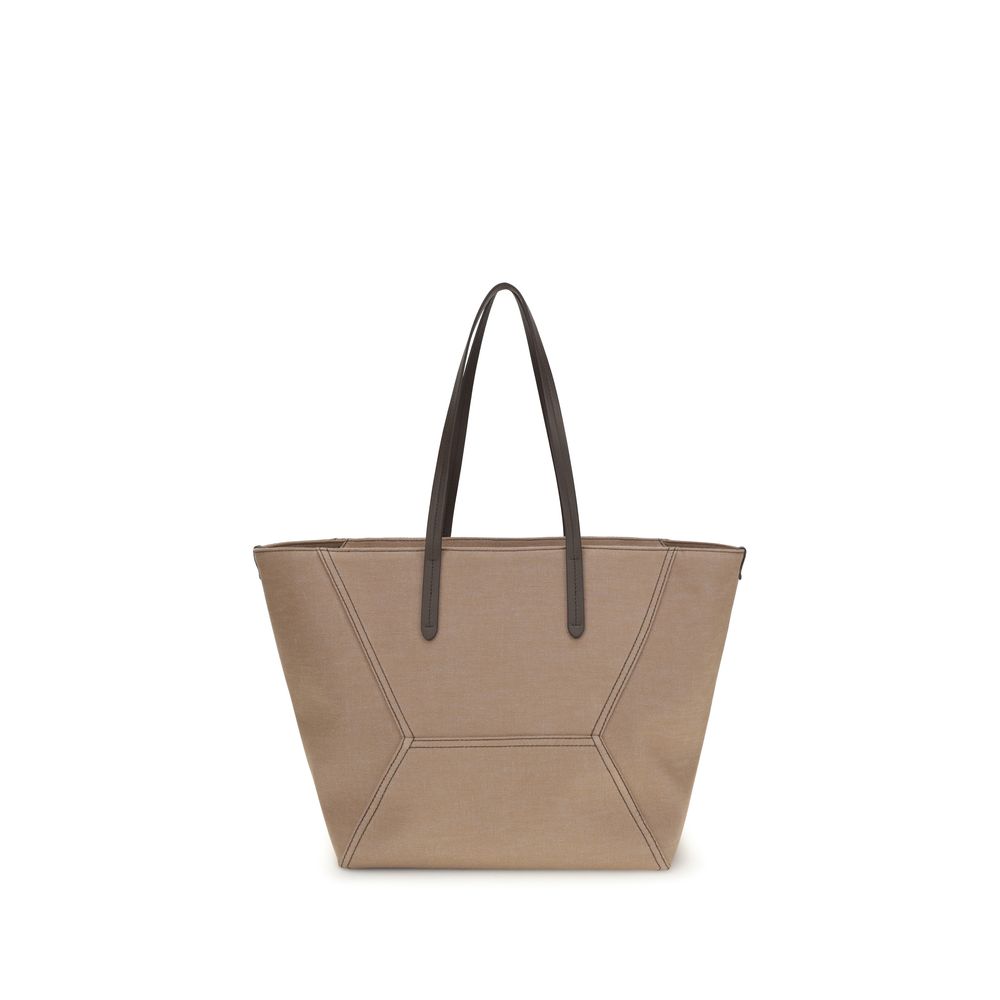 Beige Cotton Shoulder Bag - ventzia