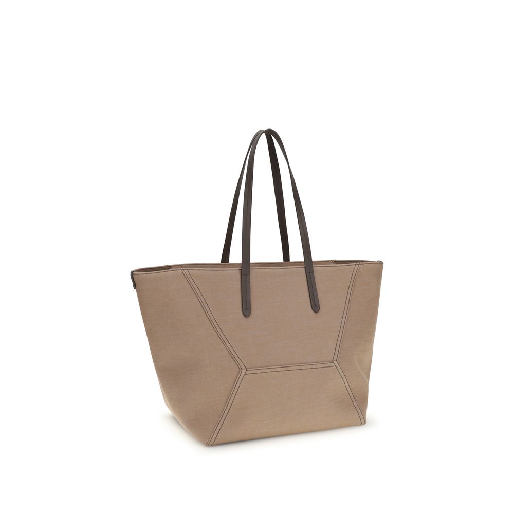 Beige Cotton Shoulder Bag - ventzia