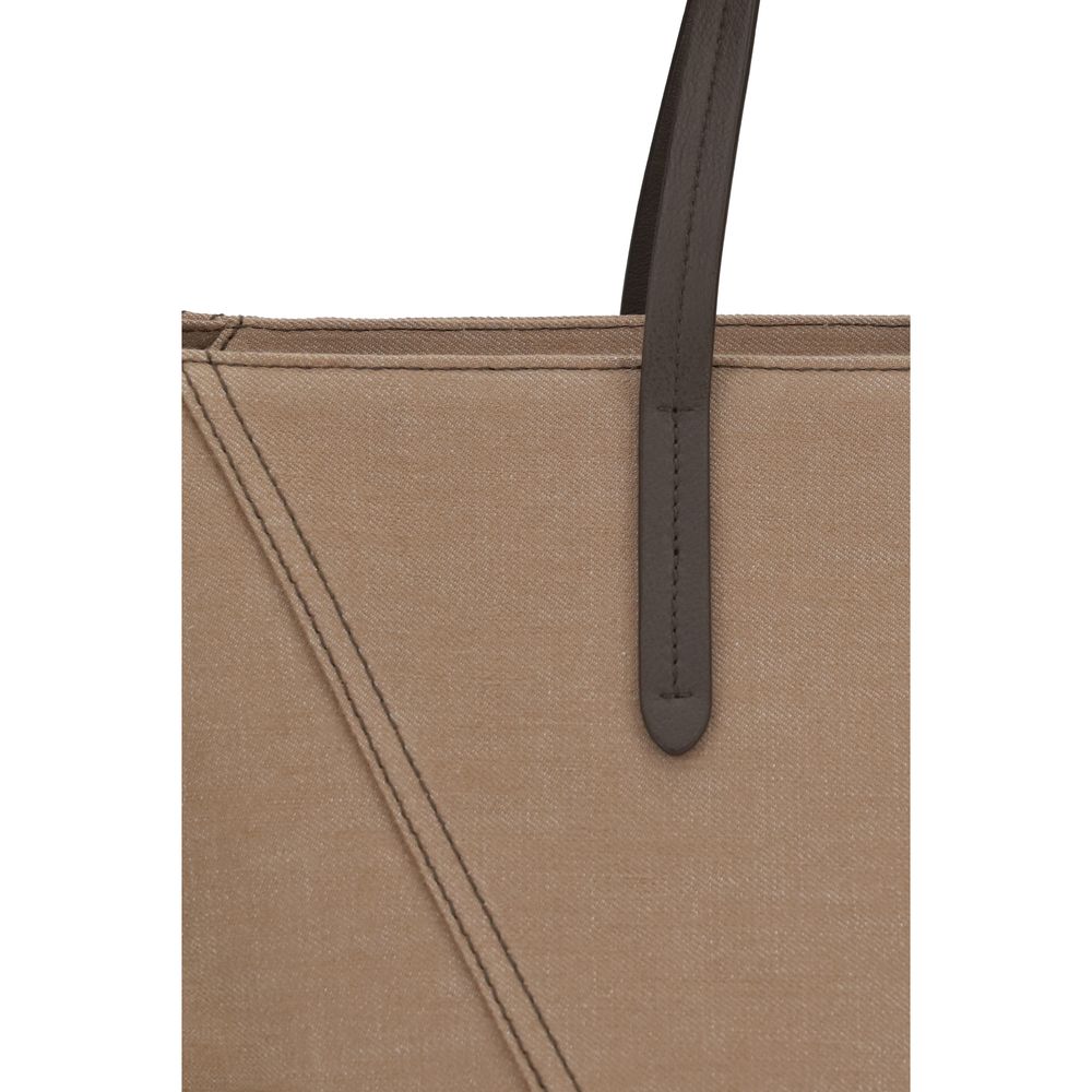 Beige Cotton Shoulder Bag - ventzia