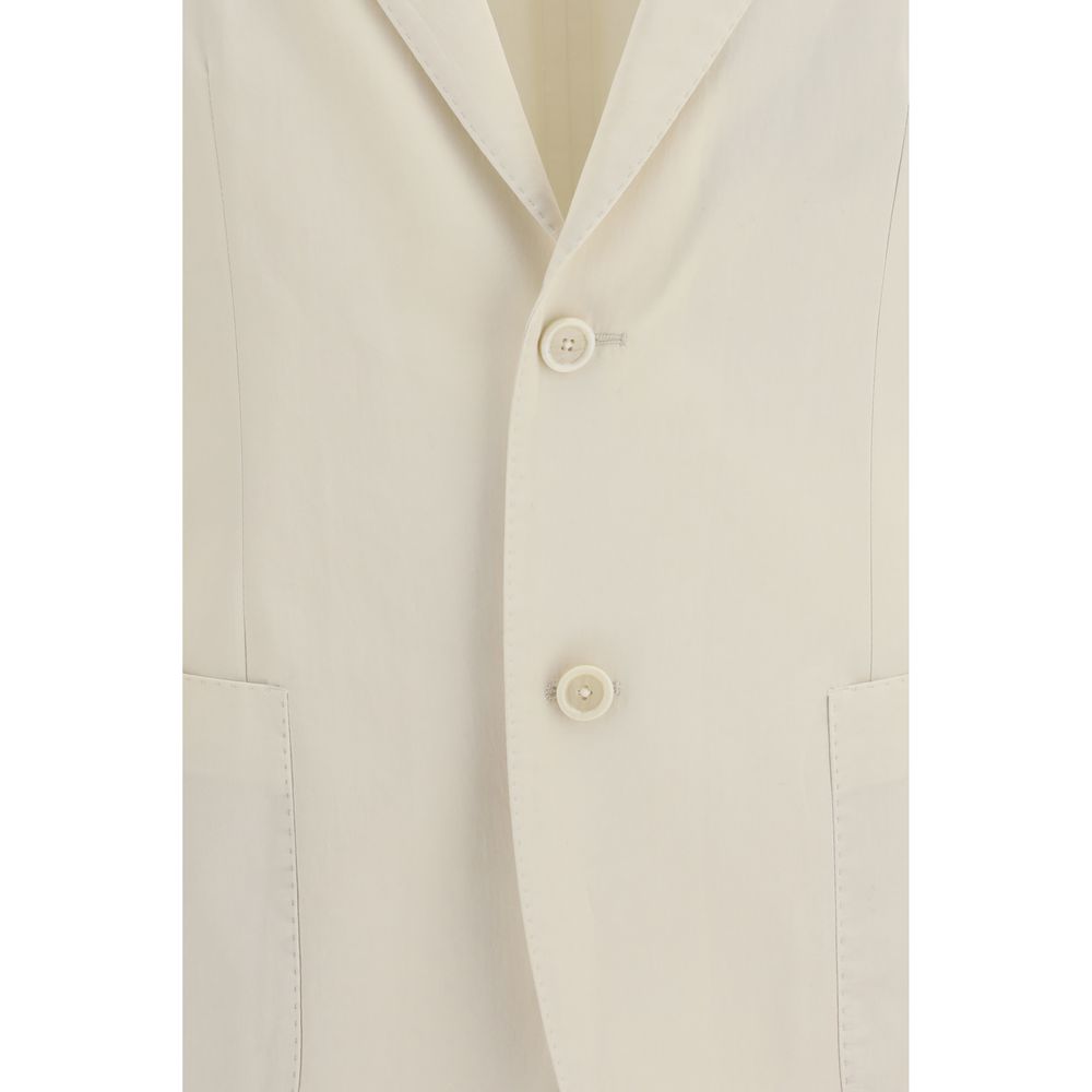 White Cotton Blazer - ventzia