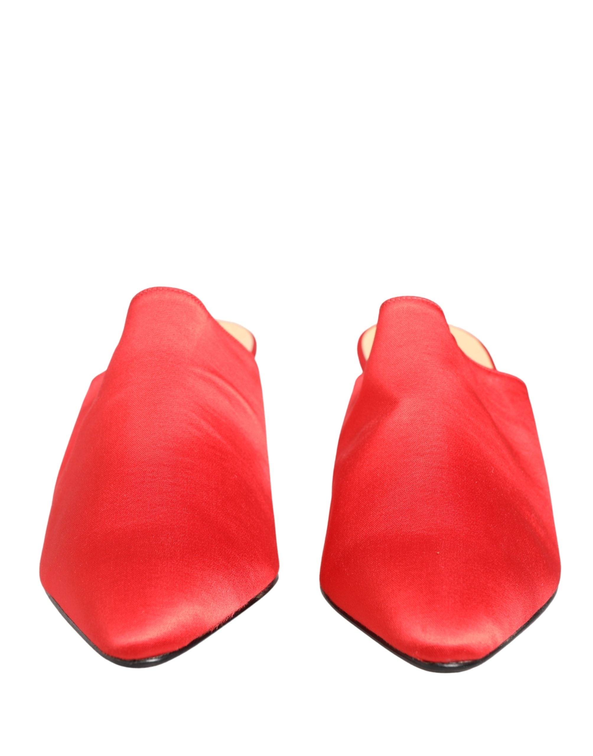 Red Suede Heel Mule Shoes - ventzia