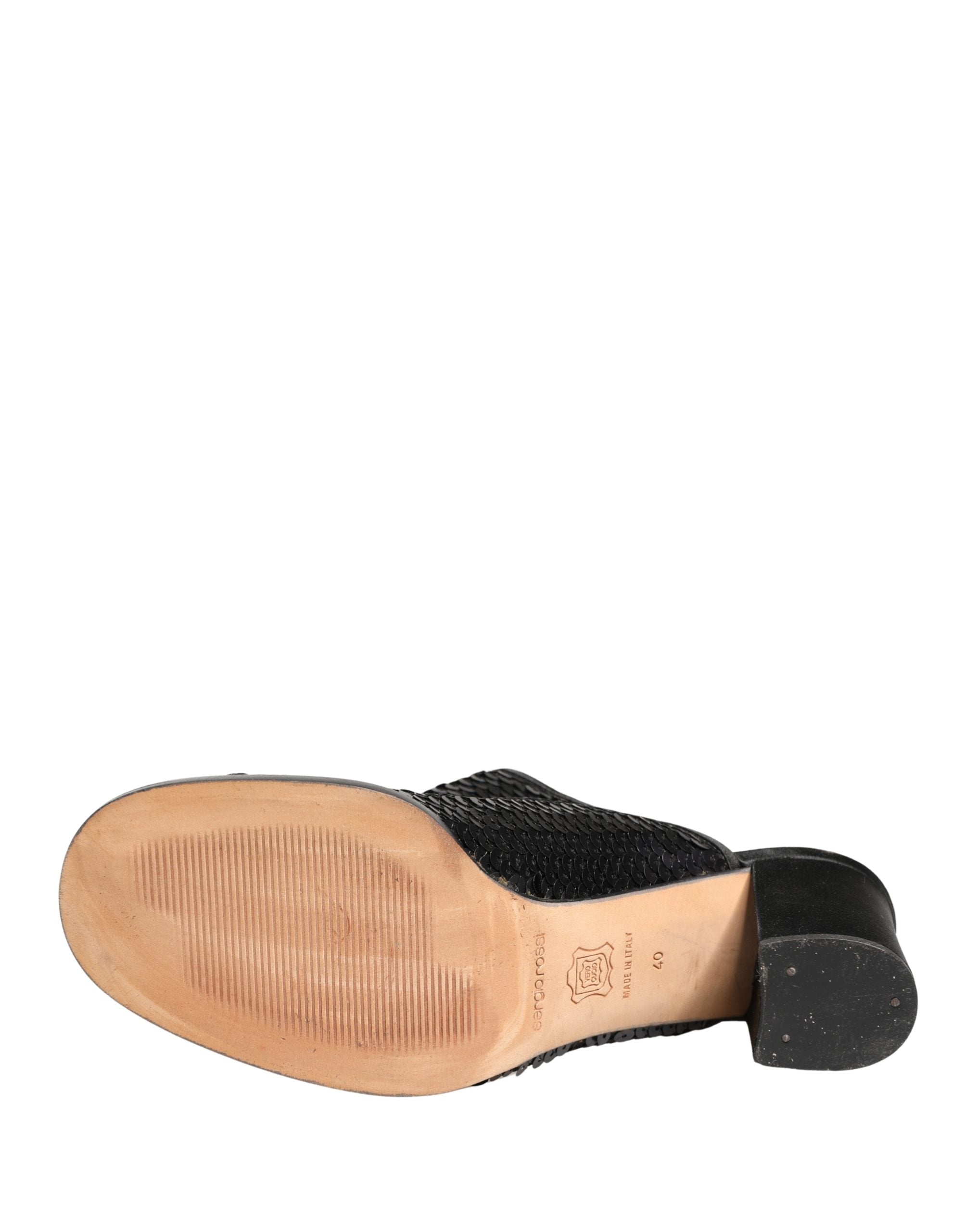 Black Sequined Mules Shoes - ventzia