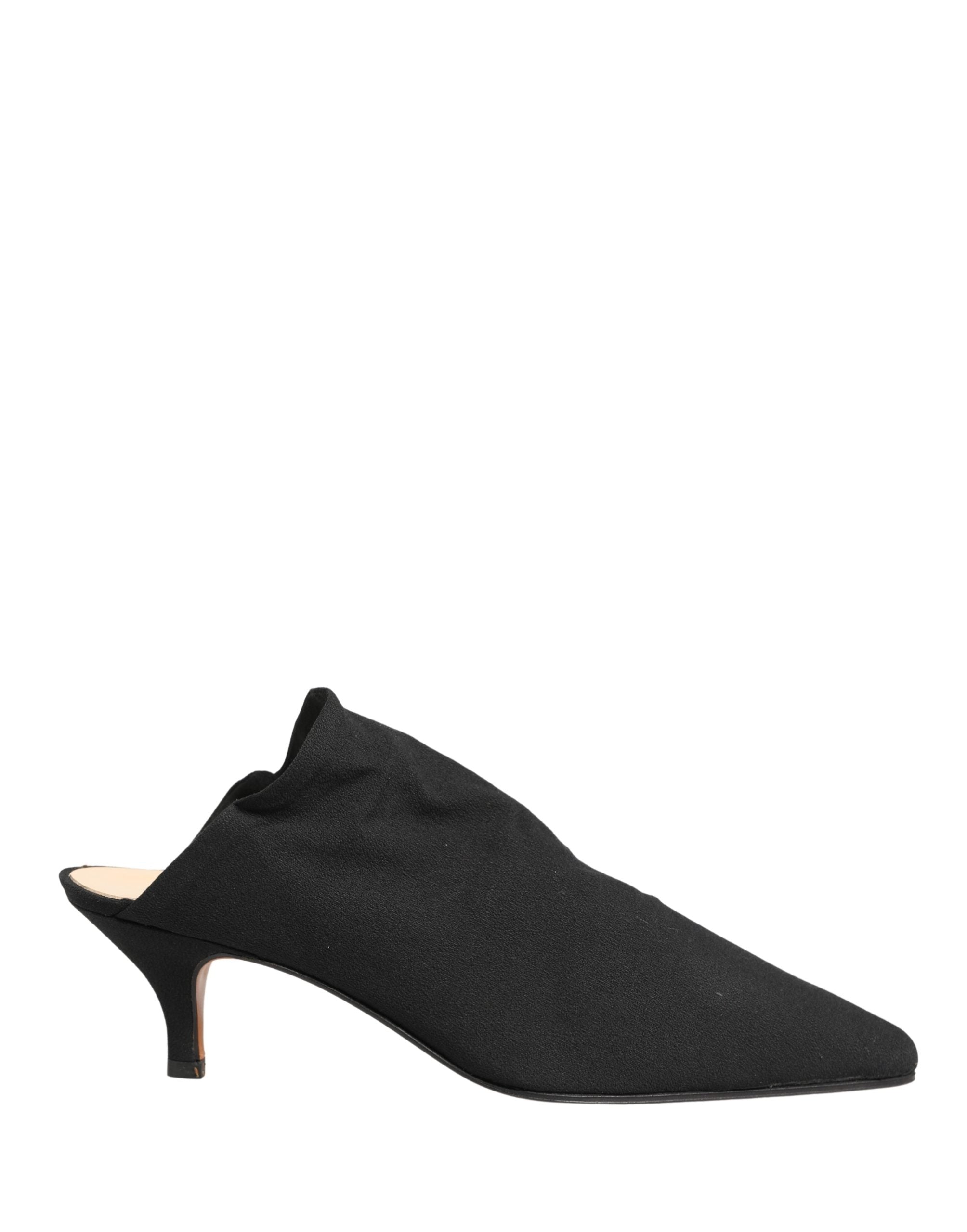 Black Suede Heel Mule Shoes - ventzia