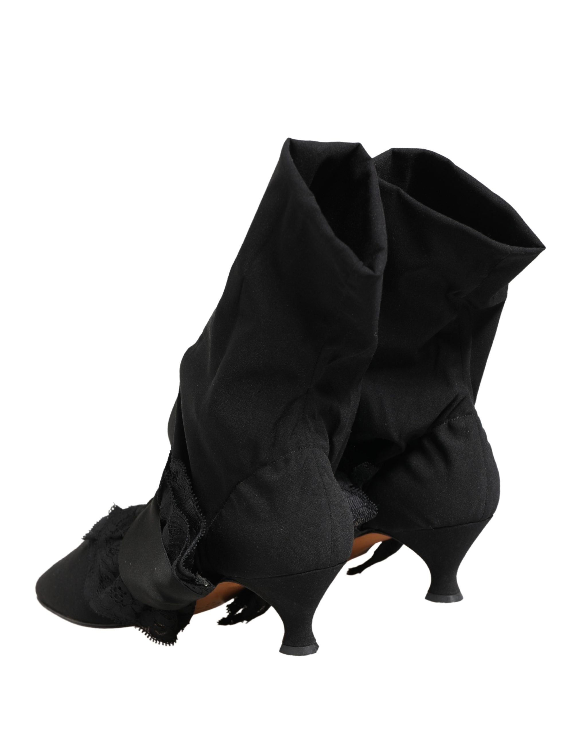 Black Suede Mid Calf Boots Shoes - ventzia