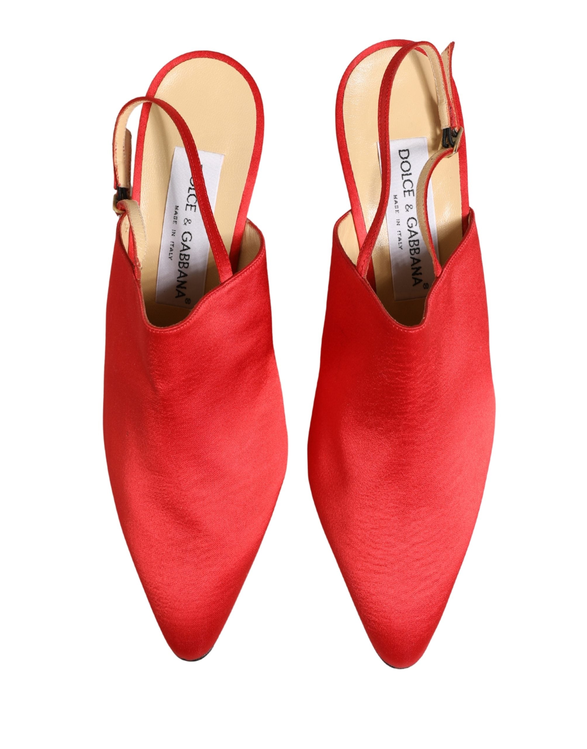 Red Suede Heel Slingback Shoes - ventzia