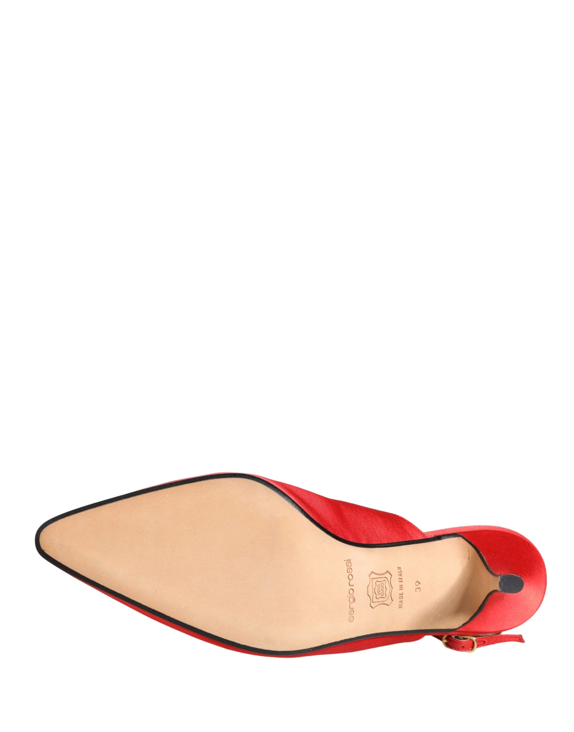 Red Suede Heel Slingback Shoes - ventzia