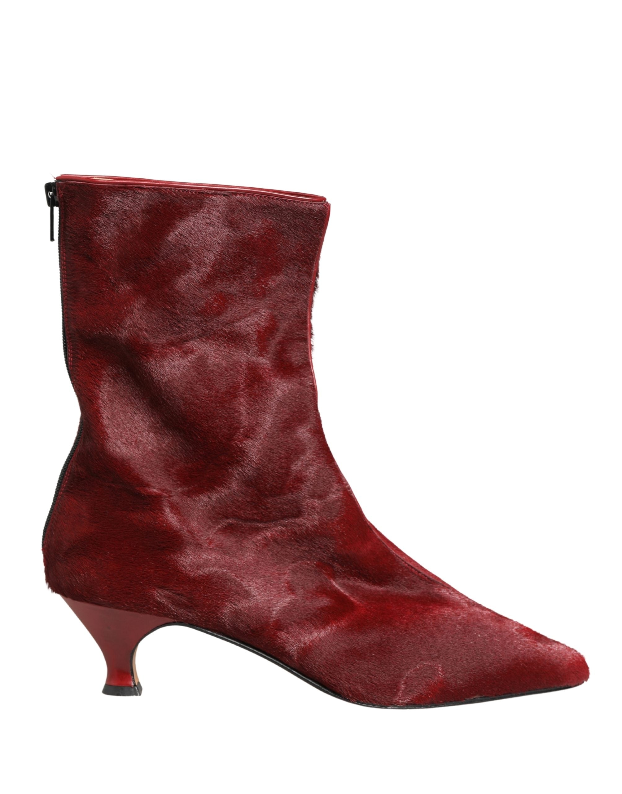 Burgundy Mid Calf Boots Shoes - ventzia