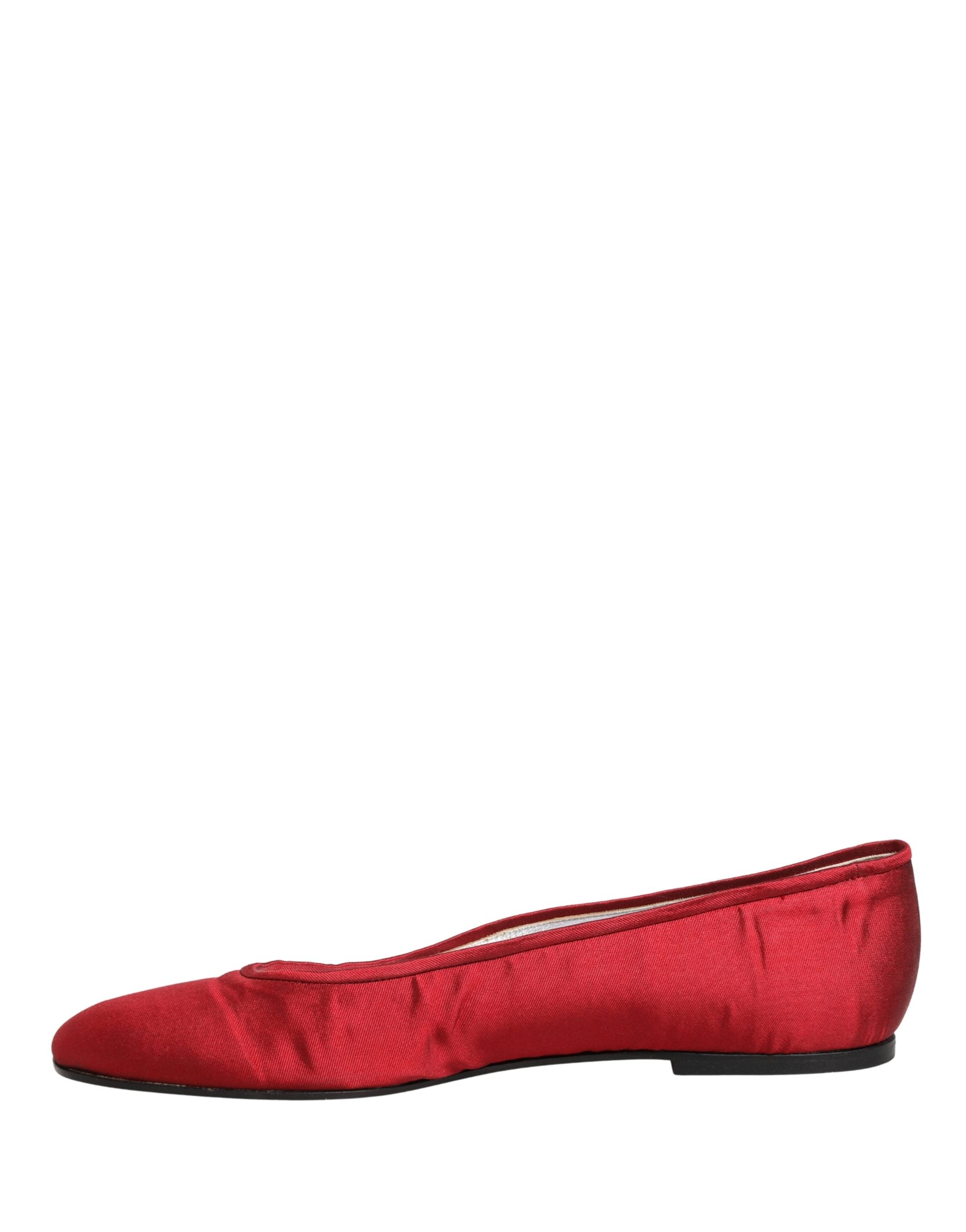 Red Satin Fabric Ballet Slip On Flats Shoes - ventzia