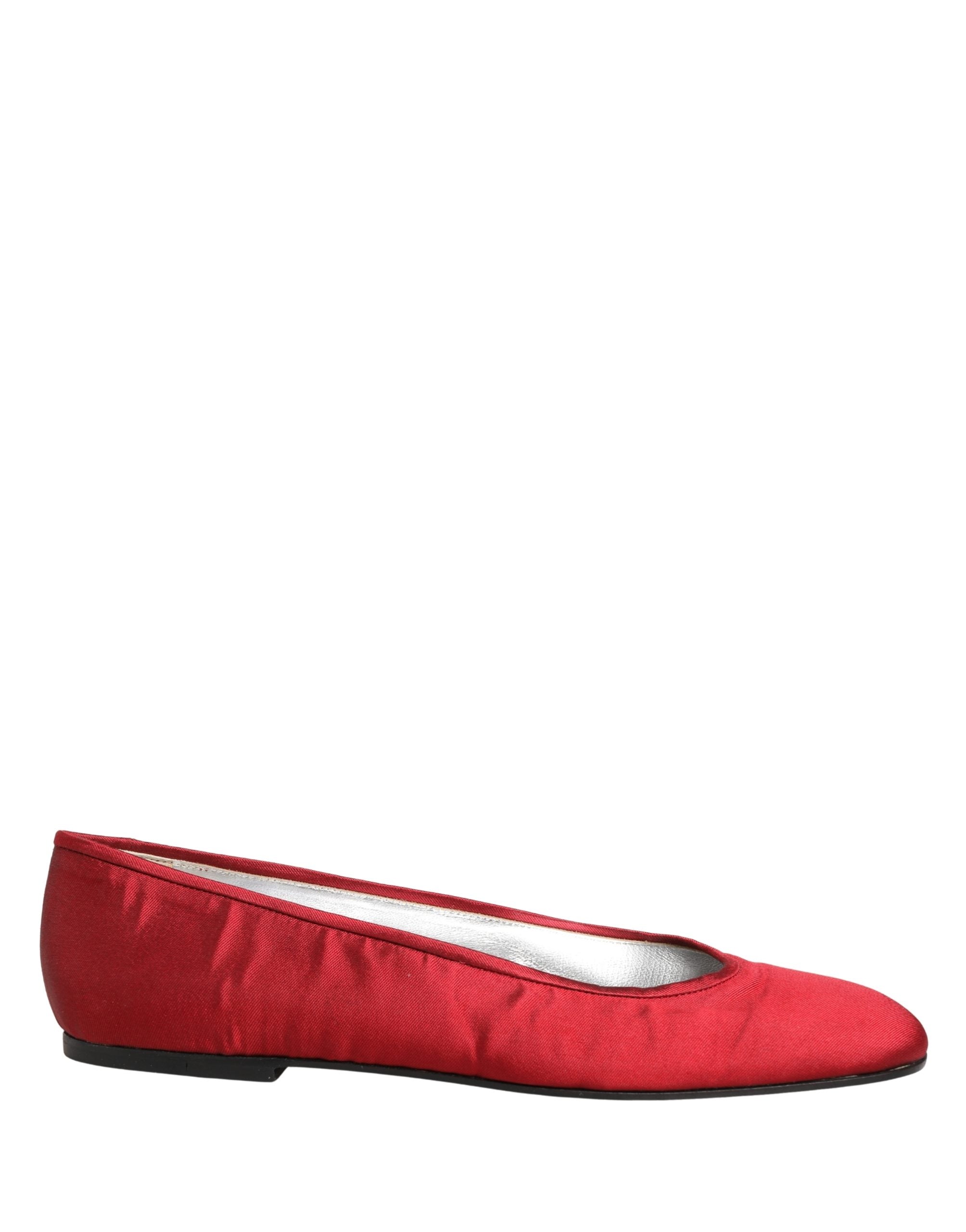 Red Satin Fabric Ballet Slip On Flats Shoes - ventzia