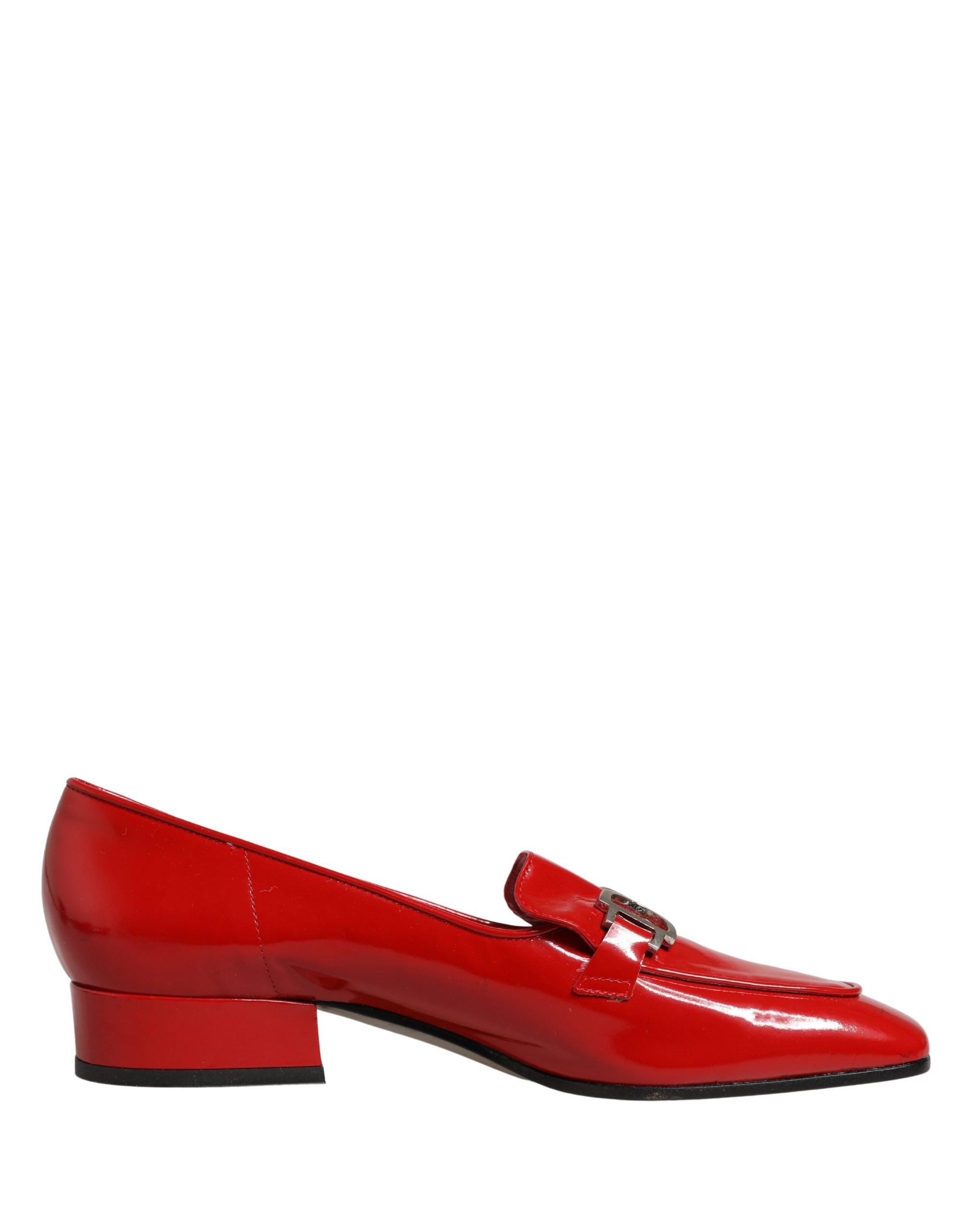 Red Patent Leather Moccasin Slip On Shoes - ventzia
